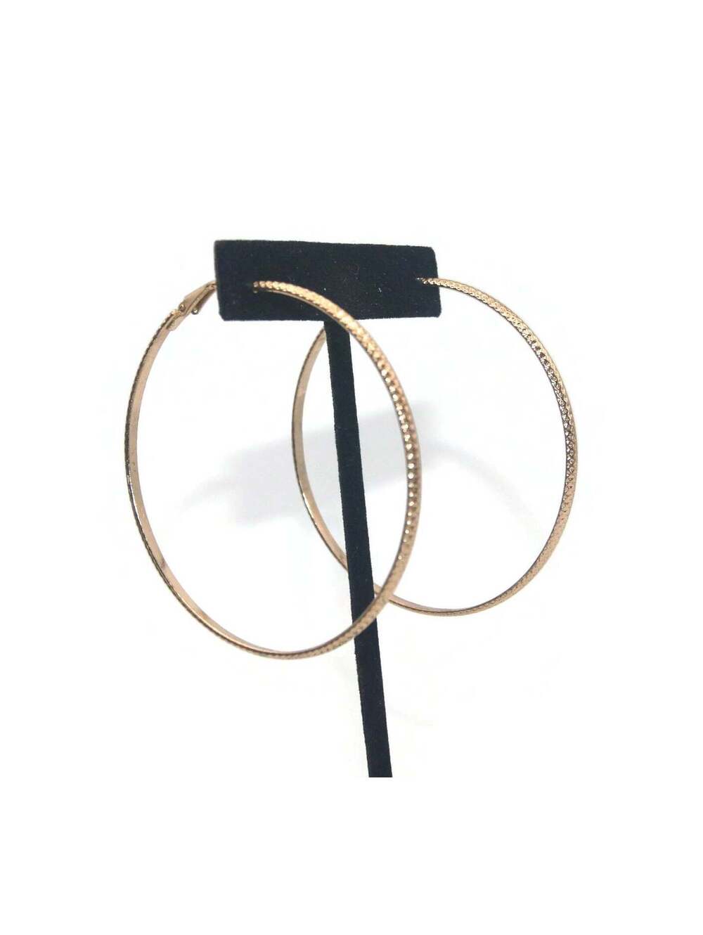 Vintage Textured Gold Tone Hoop Earrings with Lever Backs.